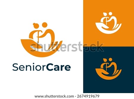 Senior Care logo. Parent with Hand elements logo design