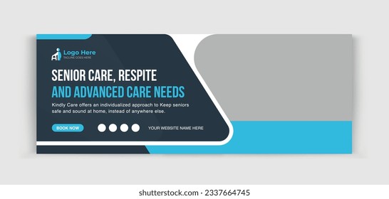 Senior Care timeline cover design template for your business ads promotion 