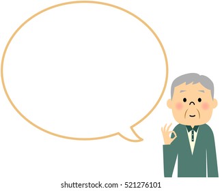 Senior citizen with blank text bubble,Balloon