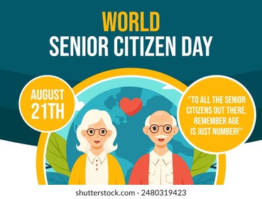 Senior Citizen Day Social Media Background Flat Cartoon Hand Drawn Templates Illustration