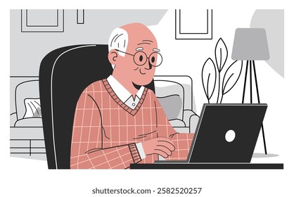 Senior Citizen Embracing Technology at Home