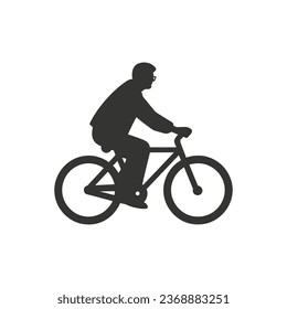 Senior citizen riding a bike Icon on White Background - Simple Vector Illustration