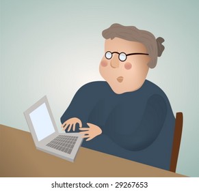 Senior citizen using a computer