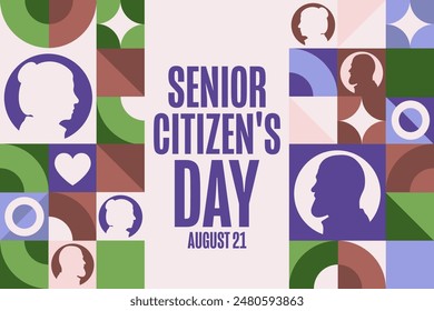 Senior Citizen's Day. August 21. Holiday concept. Template for background, banner, card, poster with text inscription. Vector EPS10 illustration