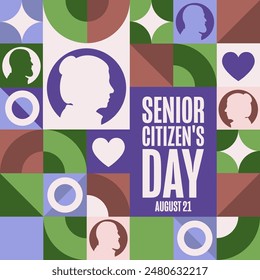 Senior Citizen's Day. August 21. Holiday concept. Template for background, banner, card, poster with text inscription. Vector EPS10 illustration