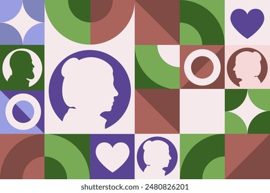 Senior Citizen's Day. August 21. Seamless geometric pattern. Template for background, banner, card, poster. Vector EPS10 illustration