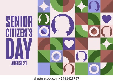 Senior Citizen's Day. August 21. Holiday concept. Template for background, banner, card, poster with text inscription. Vector EPS10 illustration