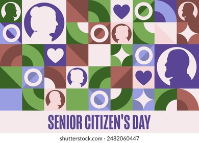 Senior Citizen's Day. August 21. Holiday concept. Template for background, banner, card, poster with text inscription. Vector EPS10 illustration