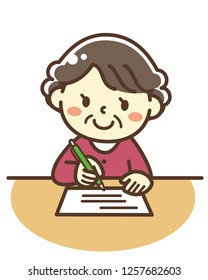 Senior citizens signing documents