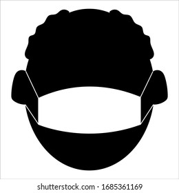 Senior Citizens Wearing A Medical Mask Icon. Protection Against Viral Infections And COVID-19 Concept. Silhouette Of An Old Man Head Wearing Face Masks To Prevent Disease, Flu, Air Pollution.