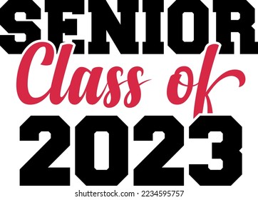 Senior class of 2023 black and white design template, Car Window Sticker, POD, cover, Isolated Black Background
