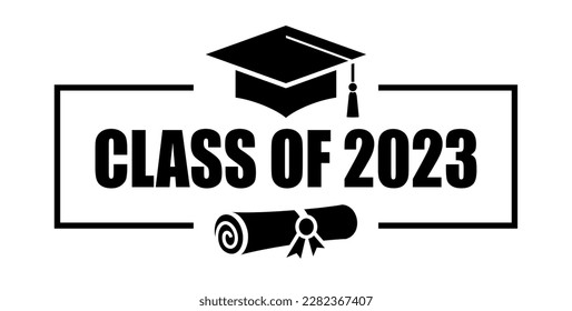 Senior class of 2023 year vector illustration isolated on white background, senior class 23 graduation symbol. 