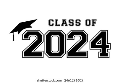 Senior class of 2024 design vector, class of 2024 design lettering 