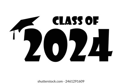 Senior class of 2024 design vector, class of 2024 design lettering 