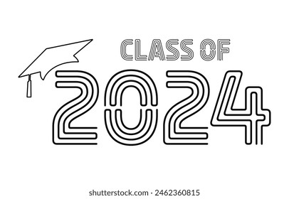 Senior class of 2024 design vector, class of 2024 design lettering 