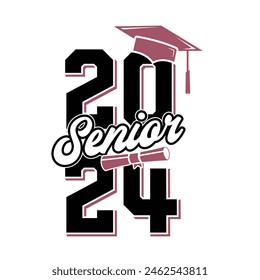 Senior class of 2024 design vector, class of 2024 design lettering 