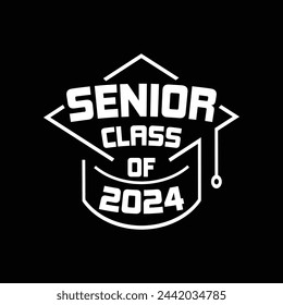 Senior Class Of 2024 illustrations with patches for t-shirts and other uses
