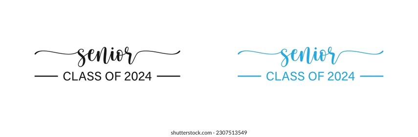 clase superior de letras de 2024. Plantilla para el año anterior. Graduación 2024. Resumen Dibujado por mano con diseño de logotipo de vector de caligrafía creativa.Logo de graduación de plantilla para la escuela secundaria, anuario universitario.