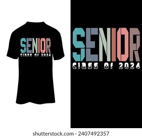 Senior class of 2024 typography t-shirt design for sale.