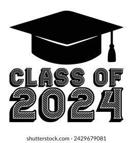 Senior Class of 2024 vector illustration, t shirt design vector.