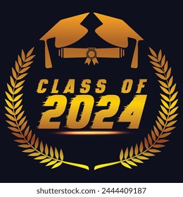 Senior Class of 2024 Vektorillustration, T-Shirt Design Vektorgrafik.