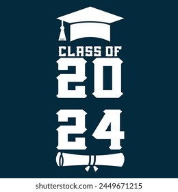 Senior Class of 2024 vector illustration, t shirt design vector.