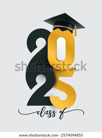 Senior class of 2025 Graduation gold typography. Graduation 2025. Senior year template. Graduation Handwritten vector lettering isolated on white. Vector 2025 design for print, poster, social media.