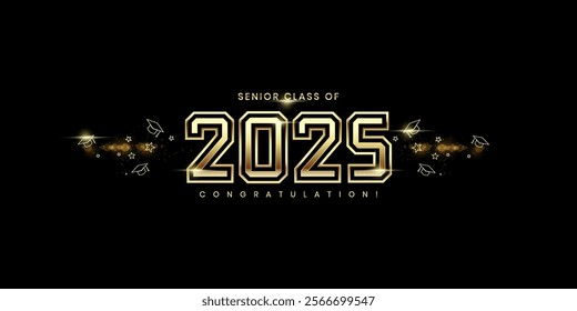 Senior class of 2025 Graduation Typography banner. Vector design for background.Graduation 2025. Senior year template. vector illustration. 