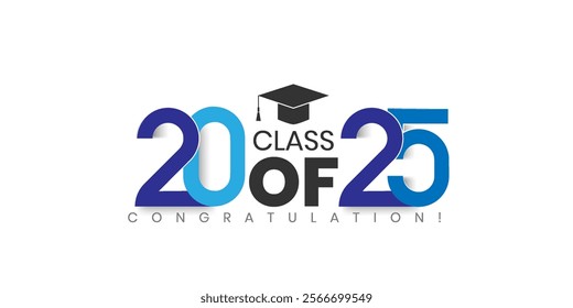 Senior class of 2025 Graduation Typography banner. Vector design for background.Graduation 2025. Senior year template. vector illustration. 