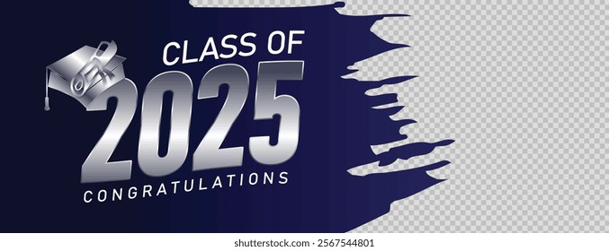 Senior Class Of 2025 Invitation Card Template. Congratulations on Graduation 2025 with Academic Cap. Congratulations graduate greeting ceremony background design