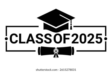 Senior class of 2025 year, graduation vector template
