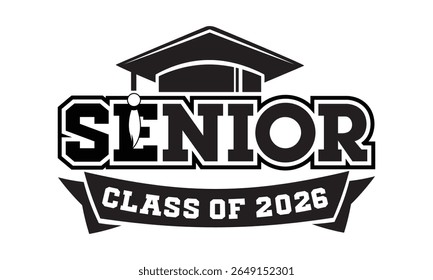 Senior Class of 2026 Graduation Banner Design with Cap Icon