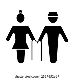 ícone de linha de conceito sênior. Ilustração de elemento simples. design de símbolo de esboço de conceito sênior.