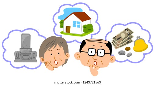 Senior couple Anxiety about retirement Middle-aged facial expression