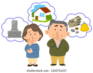 
Senior couple Anxiety in old age Middle age whole body