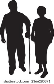 Senior couple, conceptual vector 
silhouettes.