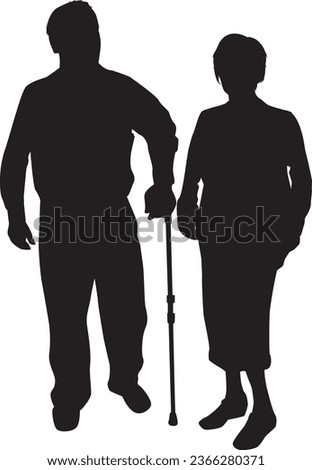 Senior couple, conceptual vector 
silhouettes.