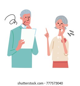 Senior couple conversation illustration