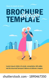 Senior Couple Dancing Outside. Old Man And Woman Holding Hands And Embracing Flat Vector Illustration. Love, Relationship, Elderly Age Concept For Banner, Website Design Or Landing Web Page