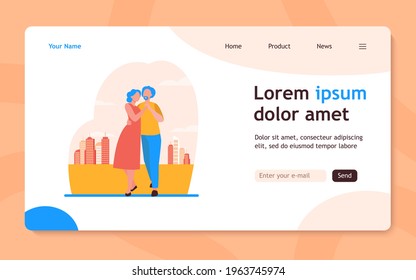 Senior Couple Dancing Outside. Old Man And Woman Holding Hands And Embracing Flat Vector Illustration. Love, Relationship, Elderly Age Concept For Banner, Website Design Or Landing Web Page