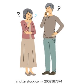 A senior couple discussing their problems.