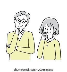 A senior couple discussing their problems.