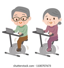Senior couple doing bike exercises