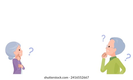 Senior couple with doubts_copy space.Vector art that is easy to edit.