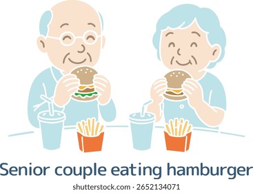 Casal sênior comendo hambúrgueres (sem linha principal)