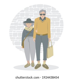 Senior couple enjoying their retirement by travelling the world. The characters in this particular illustration were inspired by a couple I saw on leaving a cruise ship.