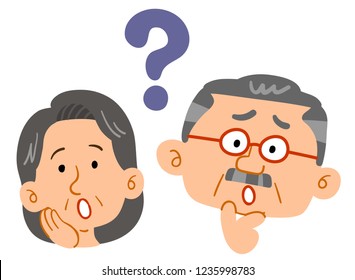 Senior couple feeling doubts Worried worry Anxious