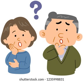 
Senior couple feeling doubts Worried upper half of people Troubled uneasiness
