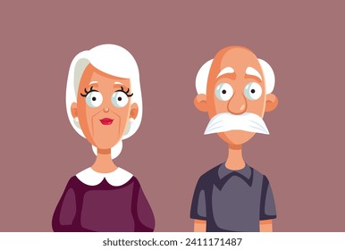 
Senior Couple Feeling In Love in Their Marriage Vector Illustration. Cheerful husband and wife enjoying golden years of their relationship
