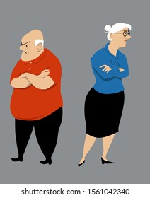 Senior couple fighting, EPS 8 vector illustration